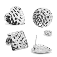 120pcslot 2019 new 16mm heart round square stainless steel ripple earring base connectors linkers for diy making