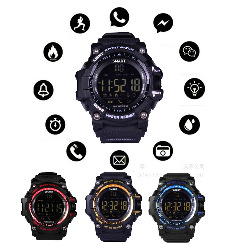 50m Waterproof Smart Wristband Watch EX16 BT4.0 Fitness Tracker Pedometer Stopwatch Calories Distance Recorder SMS Call Reminder |