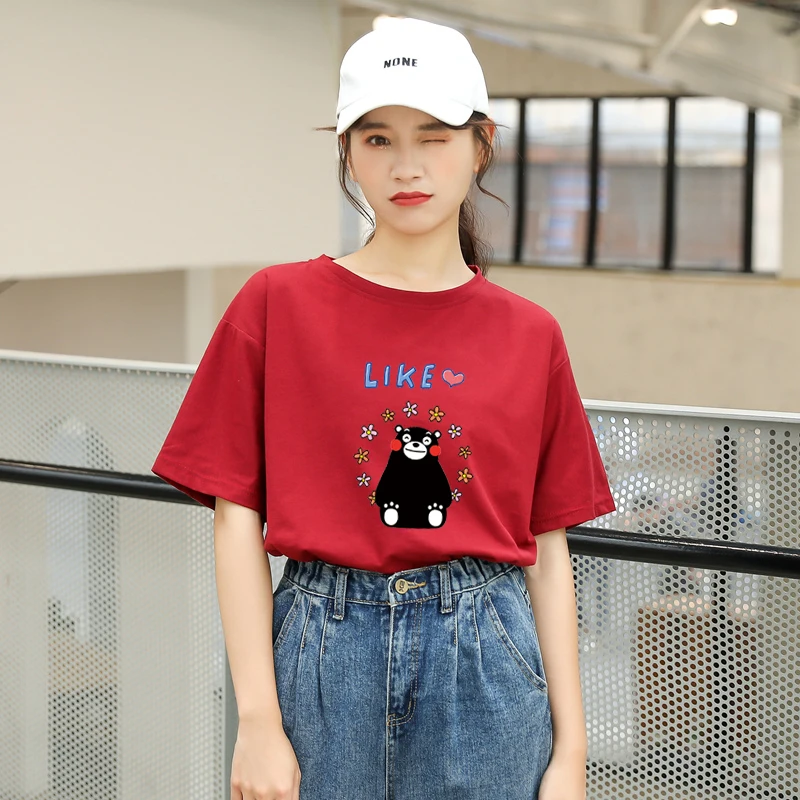 Футболка женская повседневная с коротким рукавом хлопковая|Футболки| |