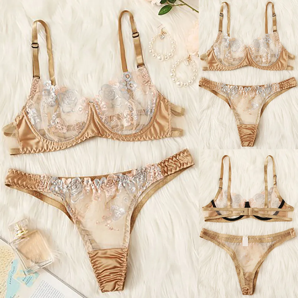 Изысканное женское сексуальное нижнее белье с вышивкой кружевной бюстгальтер +