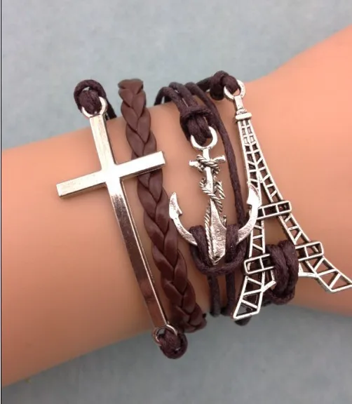 1 шт. бесконечно ручная работа браслет. металл очарование вощёный шнур кожаный