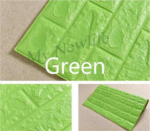 Green DIY 3D наклейки на кирпичную стену, самоклеющиеся, для гостиной, пенопластовые, безопасные, Настенные обои, ТВ фон, детская комната, 70*77 см, 8 шт - Цвет: Green