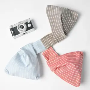 Однотонная ручная сумка в японском стиле, 1 шт., полосатые сумки на запястье, модные сумки-тоуты, портативные хлопковые сумки, приблизительно размер: 21*17 см