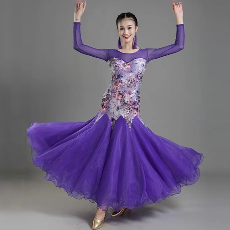 Длинное платье для бальной комнаты стандартные танцевальные платья вальса танго