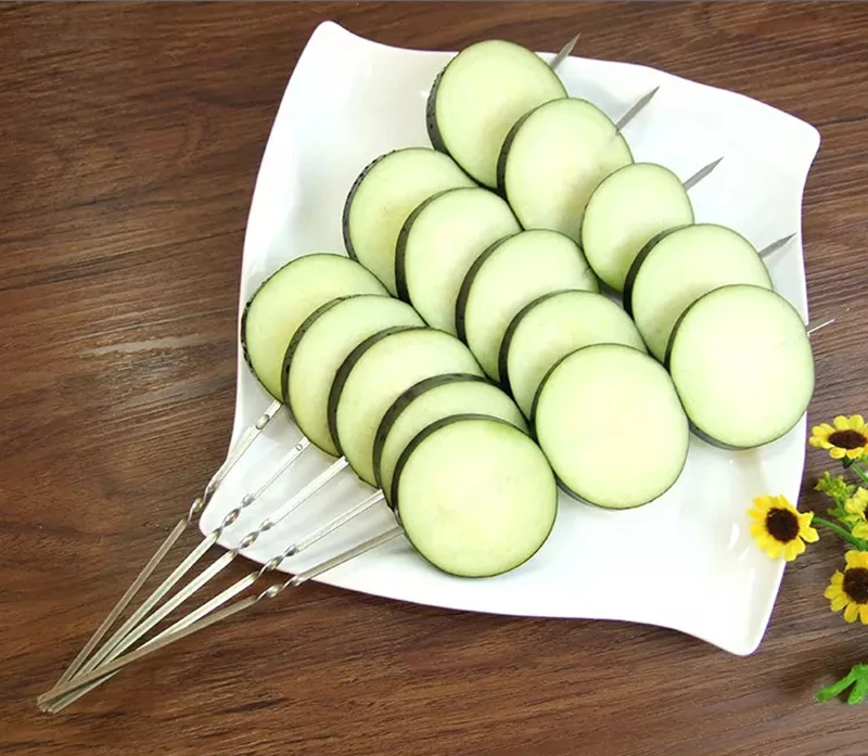Yiwumart 15 шт. многоразовые мясные палочки из нержавеющей стали для барбекю, шашлыки, вилки для кемпинга, пикника, барбекю, инструменты для приготовления пищи