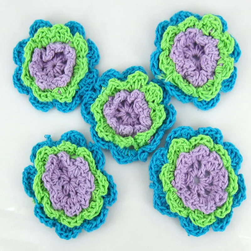 12cs микс разноцветных хлопковых вязаных цветов ручной работы Аппликация Швейные