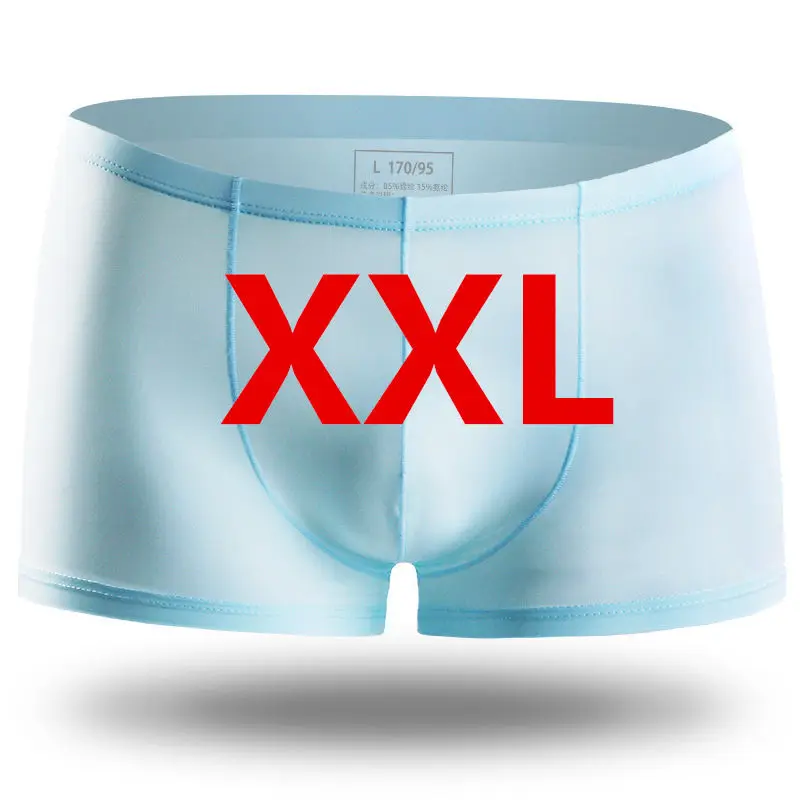 3pcs blue XXL 3 шт., Xiaomi mijia, летние, ультра-тонкие, мужские трусы, шелк льда, бесшовные, мужские боксеры, одноцветные, полупрозрачные, дышащие трусы - Color: 3pcs blue XXL