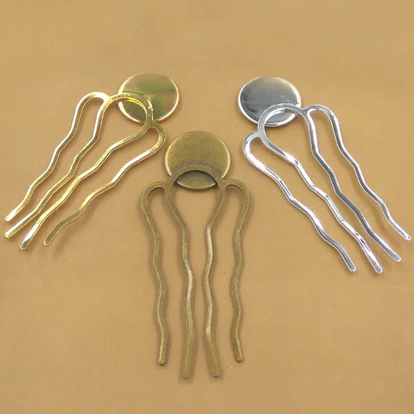 

35x65mm Mix colors Vintage 4 teeth Wedding Bridal Hair Combs 20mm Round Bezel for Brides Headpiece Flower Hairwear Accessories