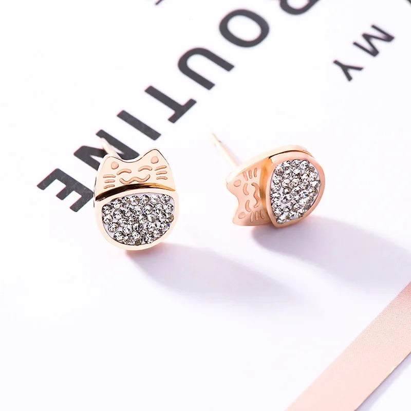 Серьги гвоздики женские из нержавеющей стали под розовое золото|Серьги-гвоздики|