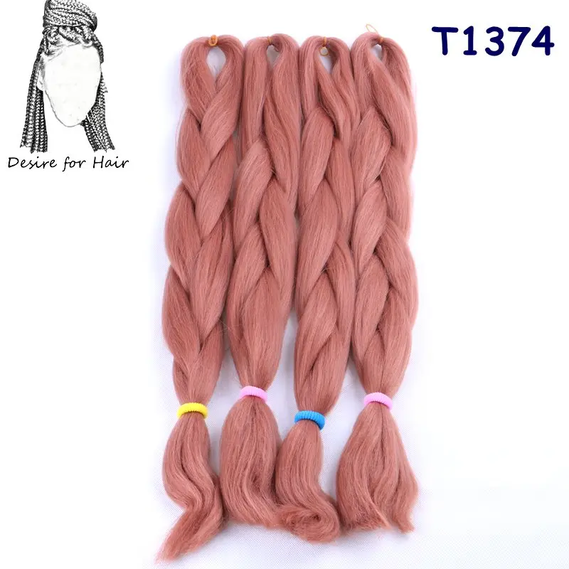 Desire for hair, 5 пачек, 24 дюйма, 80 г, 90 цветов, Жаростойкие синтетические огромные косички для наращивания волос, для небольших закрученных косичек - Цвет: T1B/350
