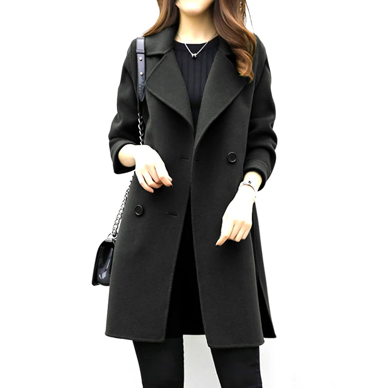 Women Slim Overcoat Winter Autumn Spring Double Breasted Turn Down Collar Outerwear 3 Colors Cotton Fashion Windproof Girls Coat | Женская