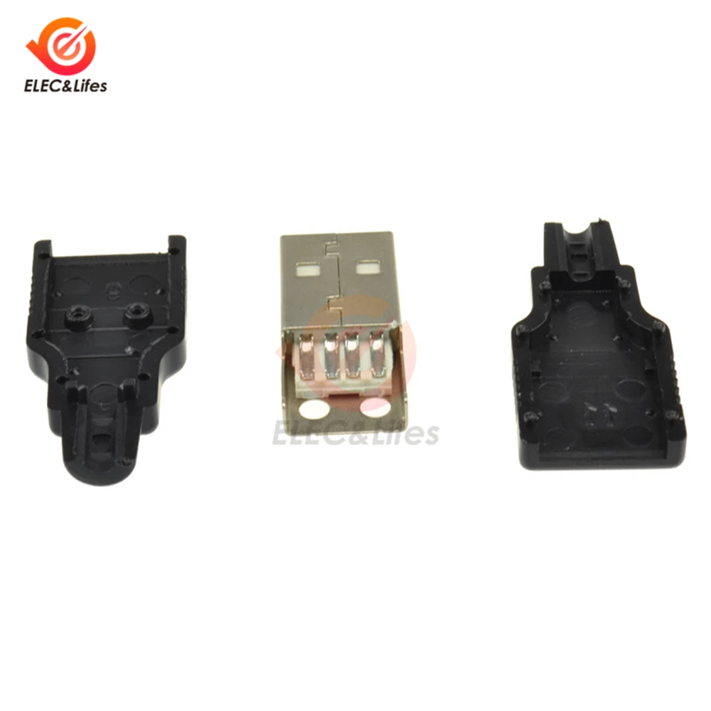 10 штук в наборе USB 2,0 Тип-4 контактный разъем Мужской разъем адаптера 4Pin USB разъем с черным Пластик крышка