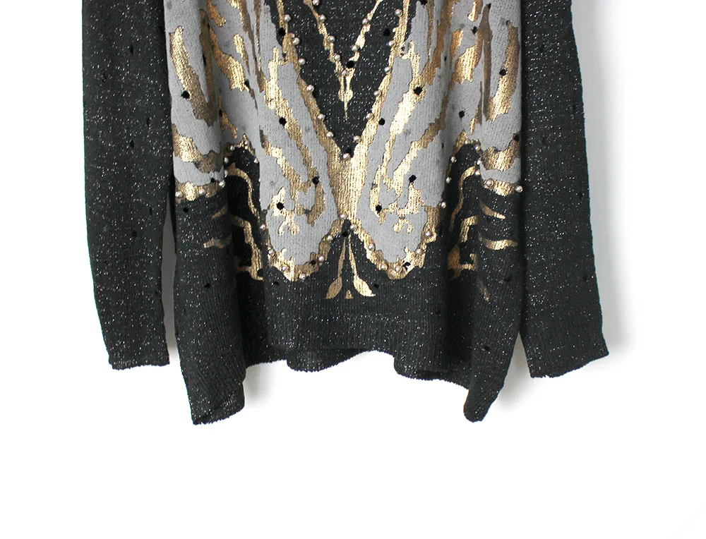 PUNK ROCK style butterfly Bronzing tops hollow out Knitted Sweaters Pullovers Femme hole Loose Feminino sexy womens Tops | Женская