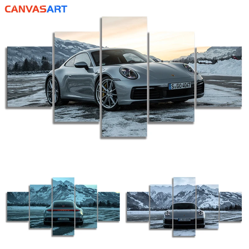 Холст искусство 5 шт. HD фотографии роскошный спортивный автомобиль 911 Carrera 4S холст картины для дома Декоративные Настенные рисунки для гостиной