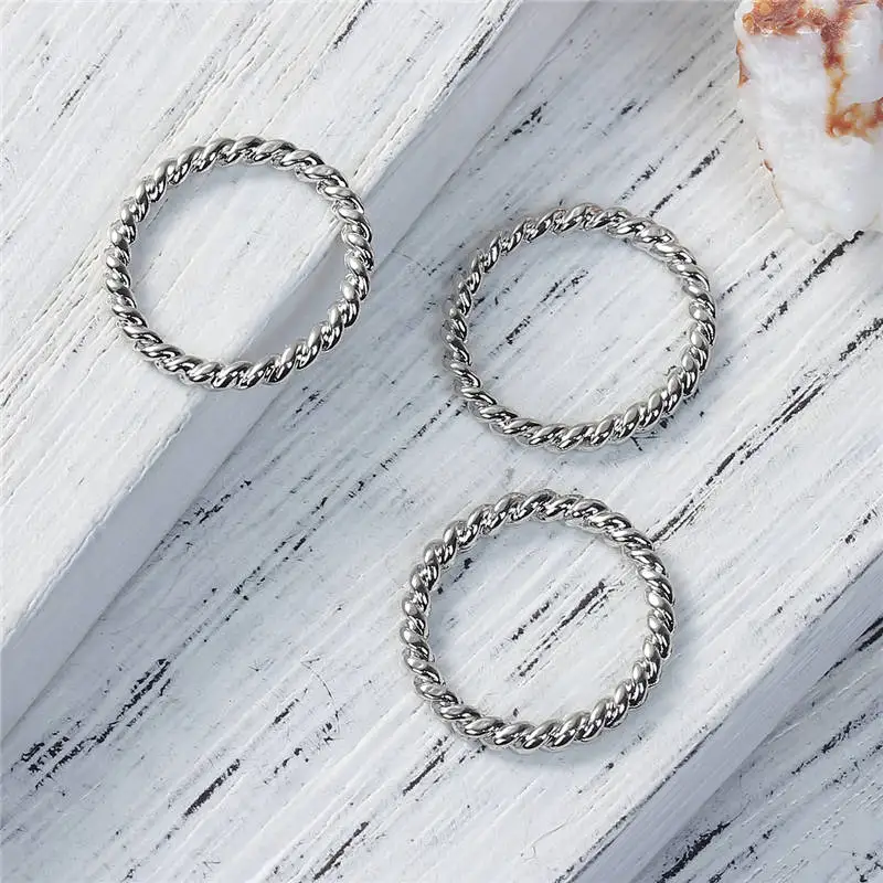 DoreenBeads сплав цинка кабель скрученные разъемы круг кольцо серебряный цвет 13 мм (4/8