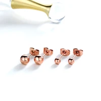 yun ruo fashion stainless steel jewelry rose gold color stud earrings for woman girl gift high polish smooth earring wholesale