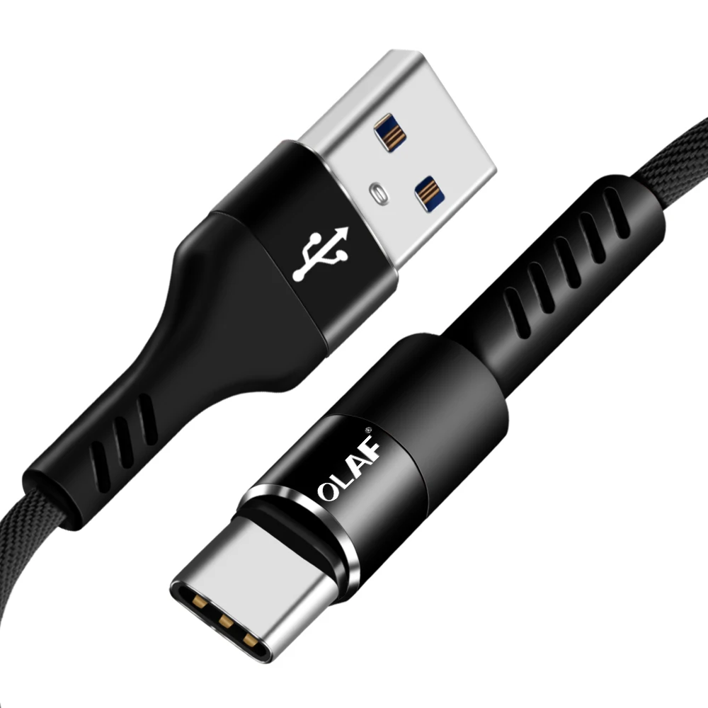 Black Олаф usb type C кабель USB зарядное устройство кабель для samsung S9 S8 Plus 1 м Micro USB кабели для Xiaomi Redmi Note 5 Pro 2A Быстрая зарядка - Цвет: Black