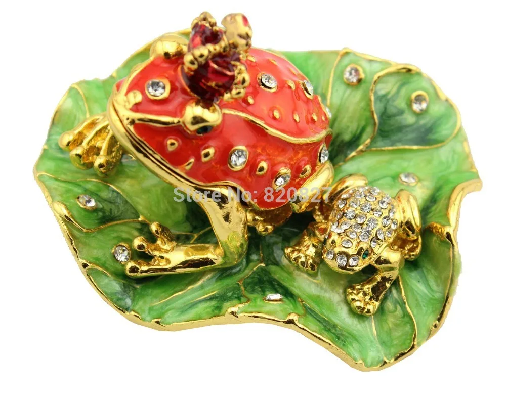 Legendary Bachelorette Frog Prince Crystals Toad King Crown Jewelry Box Lily Pad (6.8*4.8*3.5 CM (L*W*H)) | Украшения и