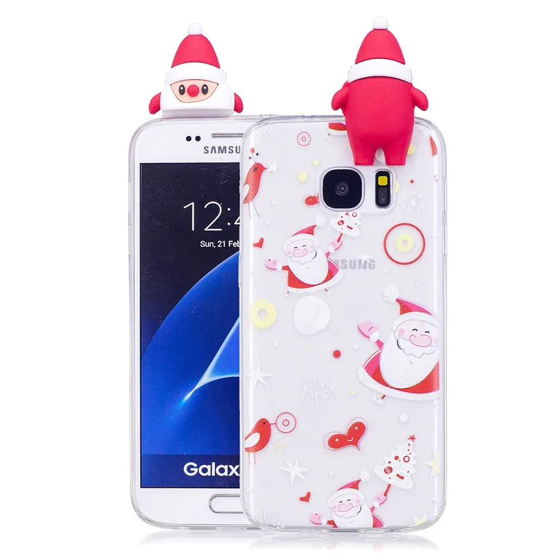 Милый 3D Санта Клаус чехол для samsung Galaxy S7 край S8 плюс A3 A5 A7 J3 J5 J7 Note 8 мягкий из ТПУ с