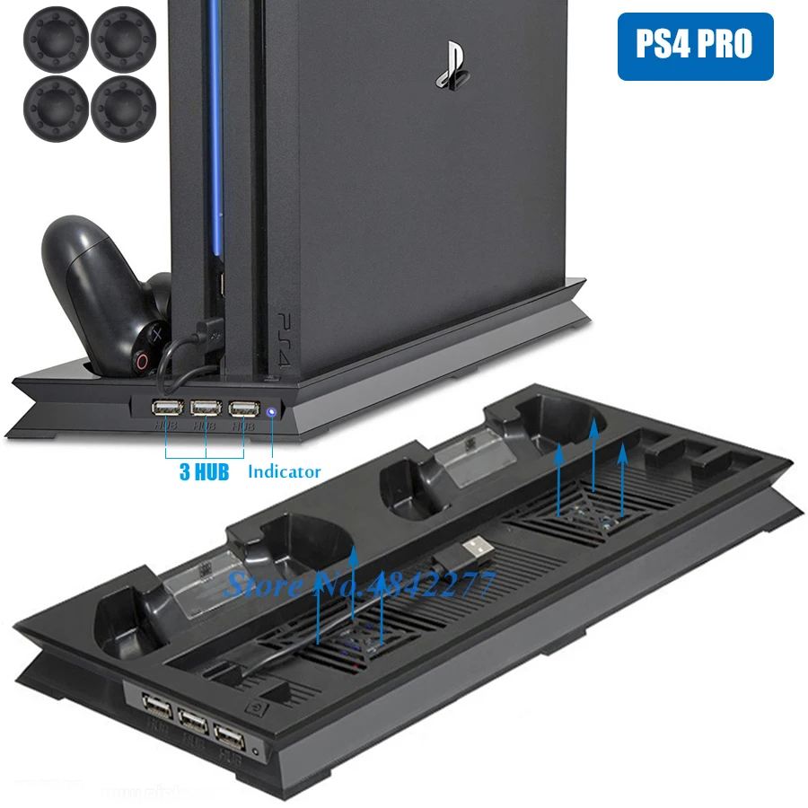 PS4 PRO вертикальная подставка двойной контроллер зарядное устройство зарядная док-станция Вентилятор охлаждения PS 4 аксессуары для sony Playstation 4 Pro