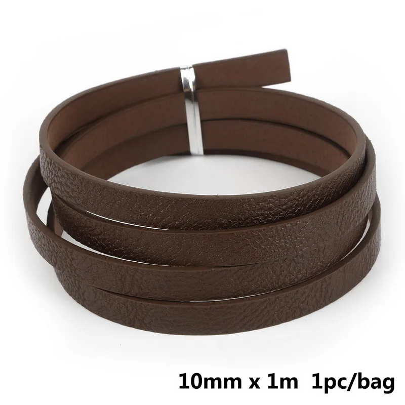 Brown Новинка, хит, 100 см, 10 мм, плоский шнурок из искусственной кожи, сделай сам, веревочная нить, шнурок, кружево, ювелирное изделие для Чокер "сделай сам", ожерелье - Цвет: Brown