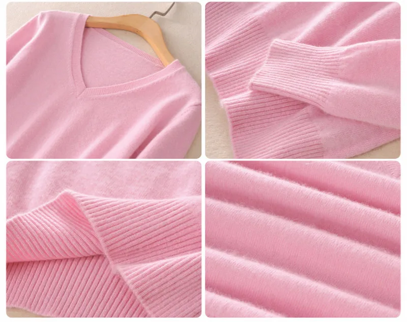 Свитер женский кашемировый эластичный с V-образным вырезом | Женская одежда