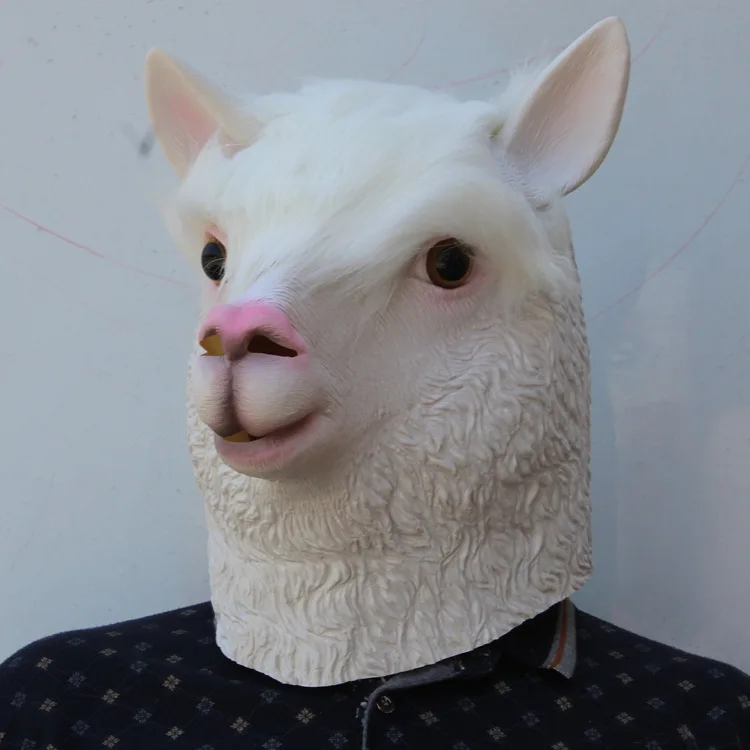 Alpaca Латекс Альпака Единорог голубь белка Орел голова животного маска Маскарад косплей вечерние необычный костюм на Хэллоуин Рождественские подарки - Цвет: Alpaca