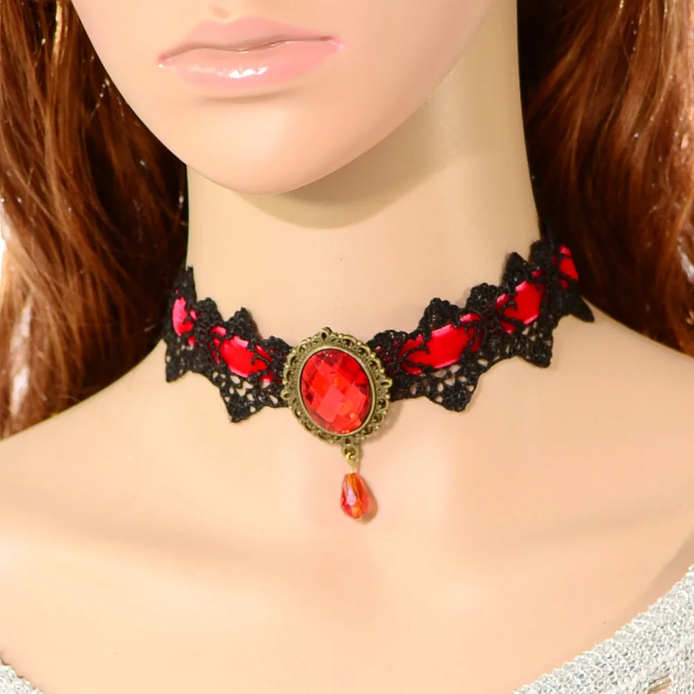 Женское кружевное колье чокер 4 цвета в стиле стимпанк готика|collier fashion|collier femmecollier