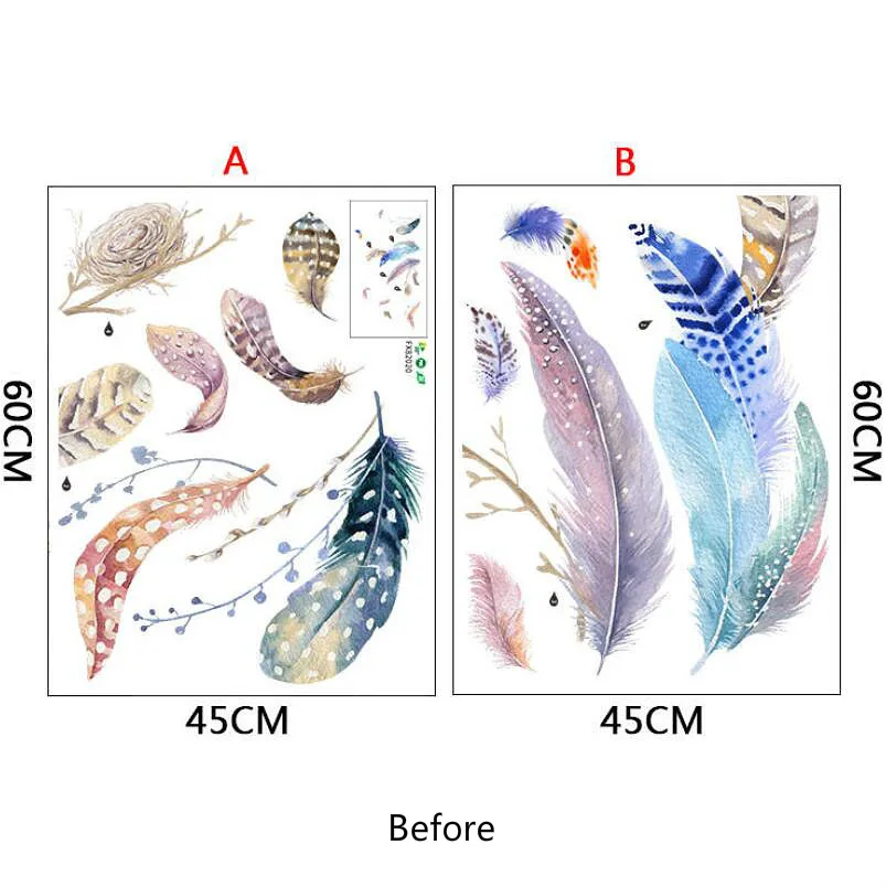 2 шт фоновые настенные украшения картины в европейском стиле плавающие перья