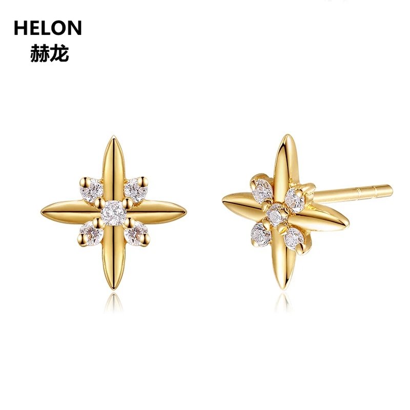 Женские серьги шпилька с алмазами 14 к желтое золото для помолвки свадьбы