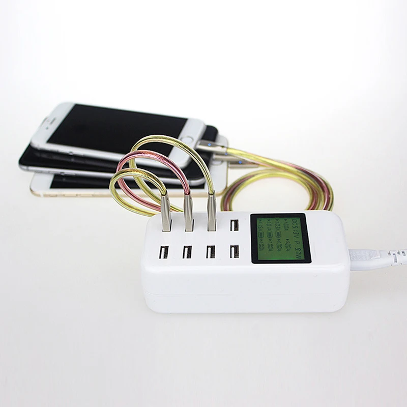 Мобильный телефон зарядное устройство с 8 портами USB концентратор ЖК дисплея 40 Вт