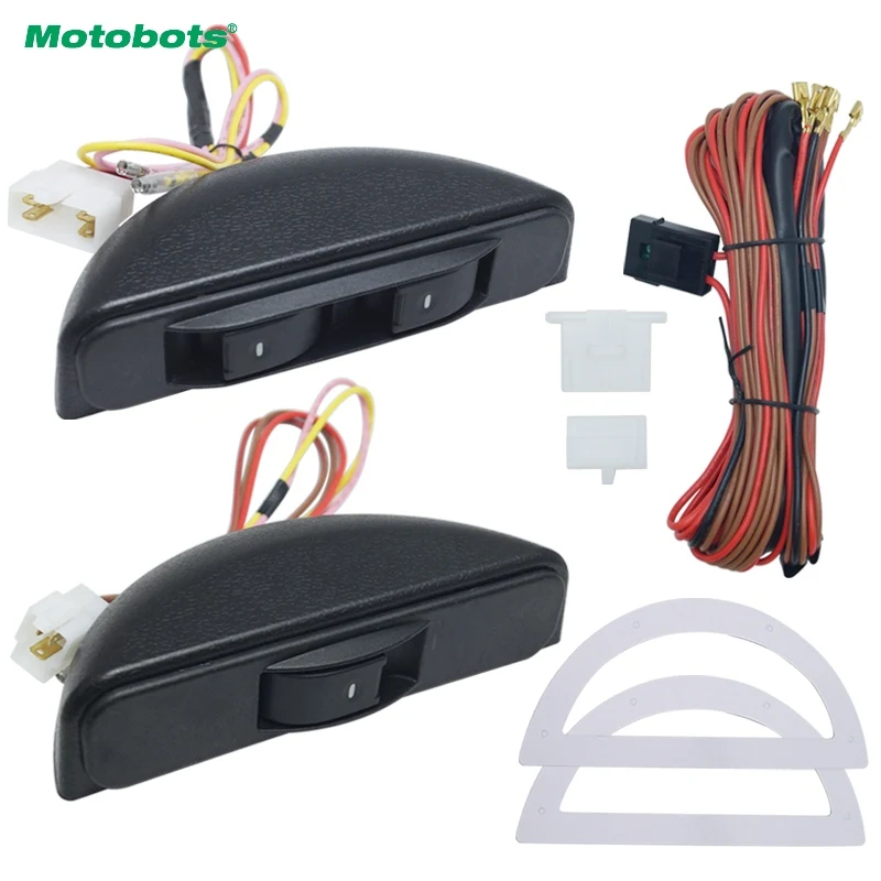 

MOTOBOTS 1Set New Universal Crescent Style Power Window 3pcs switches with Holder & wire Harness #AM3436