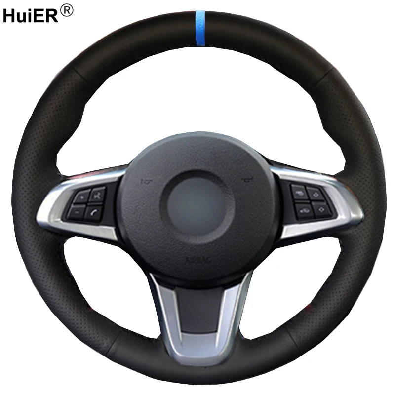 

HuiER Hand Sewing Car Steering Wheel Cover For BMW Z4 2009 2010 2011 2012 2013 2014 Braid on the Steering-wheel Microfiber