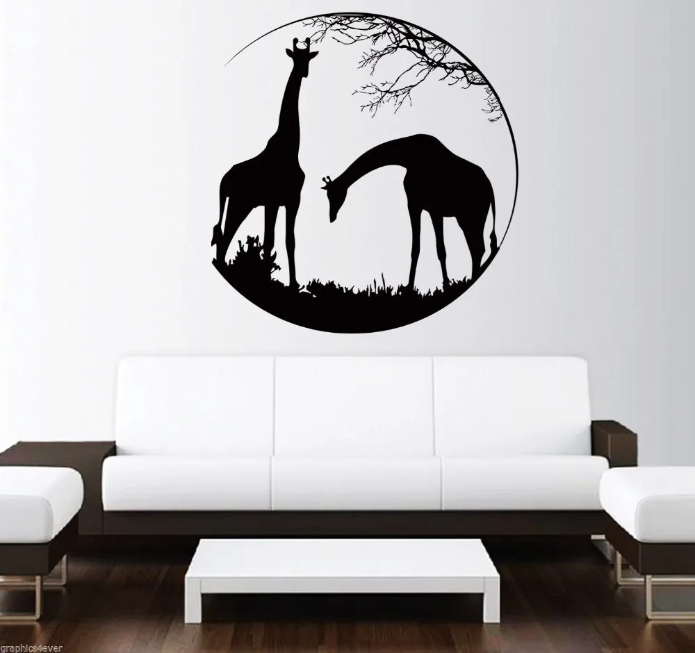 Круглые узорные олени с животными серебристые настенные наклейки животные