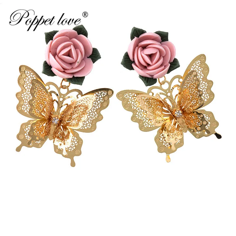 New Design Vintage Antique Hollow Butterfly Dangle Earrings Fashion Jewelry For Women gold Long | Украшения и аксессуары