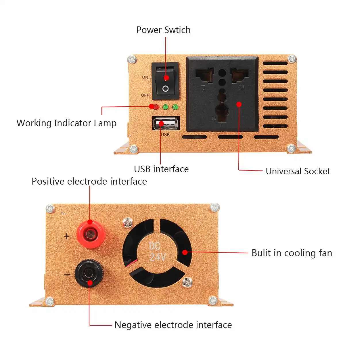 USB 4000 Вт 12/24V дo AC 220/110V автомобильный Мощность Инвертер высокая скорость преобразования Модифицированная синусоида преобразователь для различных Приспособления