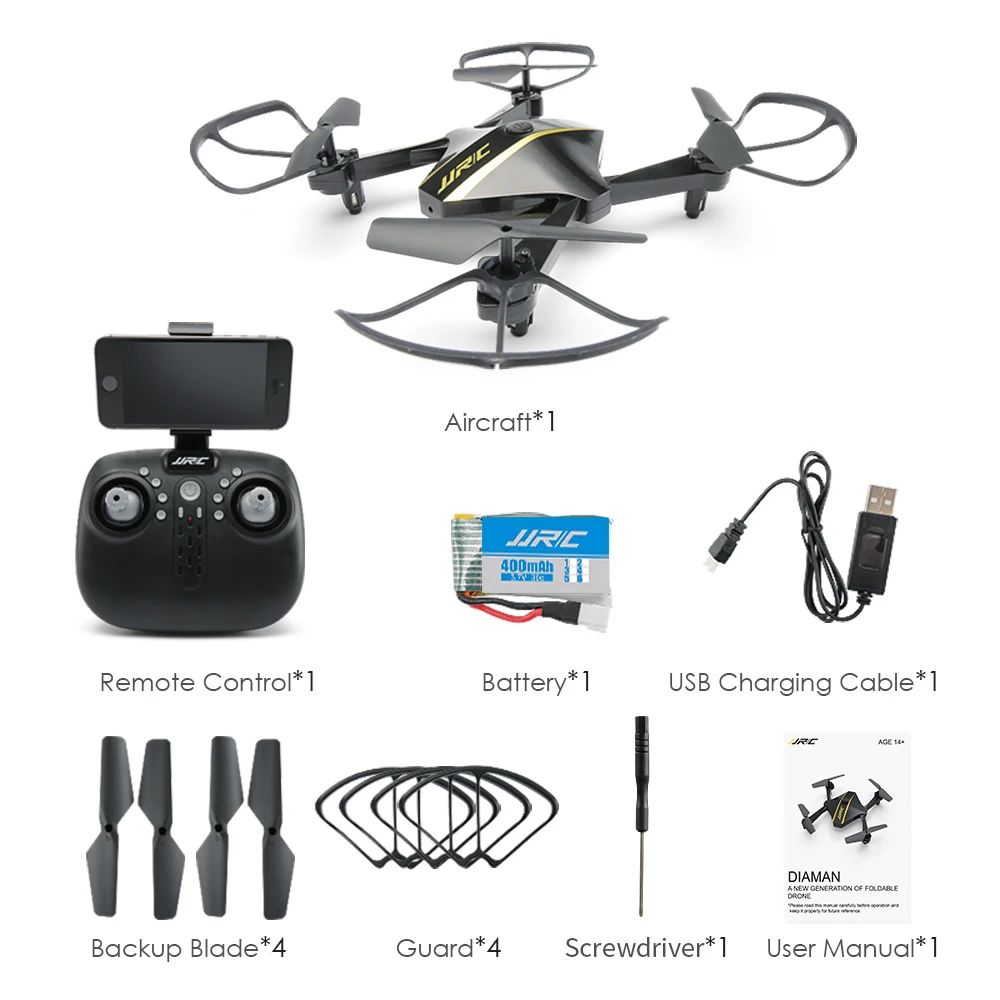 JJRC H44WH DIAMAN складной карманный мини Дрон для селфи 720P WiFi камера FPV гоночный