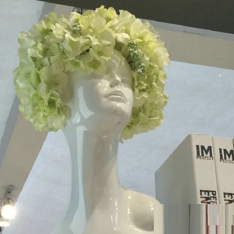 

44.5cm White Ceramic White Figure Head Decorative Art Vase Human Head Model Flower Vase Club Furnishings Home Decor R1128