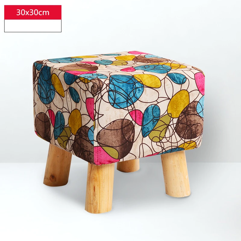 F 30x30cm Модный современный креативный домашний табурет для ног, маленький стул, мягкая натуральная подкладка, табурет для обуви, твердый деревянный табурет для гостиной, спальни - Цвет: F 30x30cm
