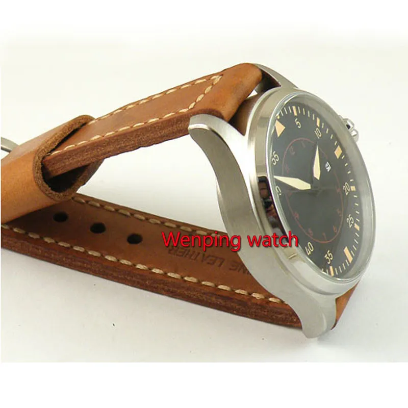 Parnis 47mm black dial yellow marks Automatic mens Watch 839 | Наручные часы