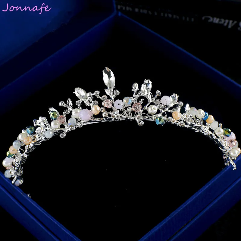 Jonnafe серебряная ветка листьев свадебная тиара ожерелье серьги Birdal ювелирный