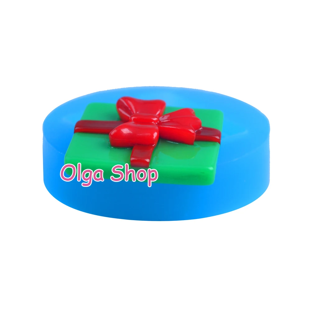 JYL212 27mm Chrismans Present Mold - Gift Box with Bow Silicone Fondant Chocolate Cookie Biscuit Clay | Дом и сад