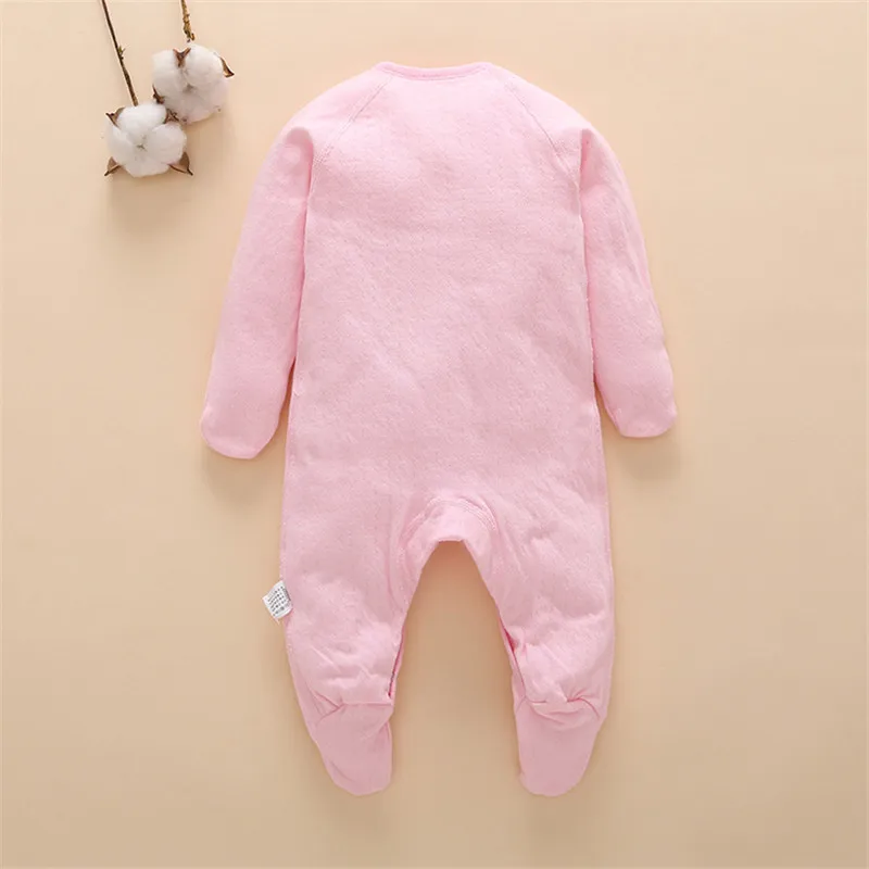 Детские длинные пижамы с манжетами и рукавицами, закрытые, хлопок, однотонные, мягкие, милые, для малышей, для детей 0-6 месяцев