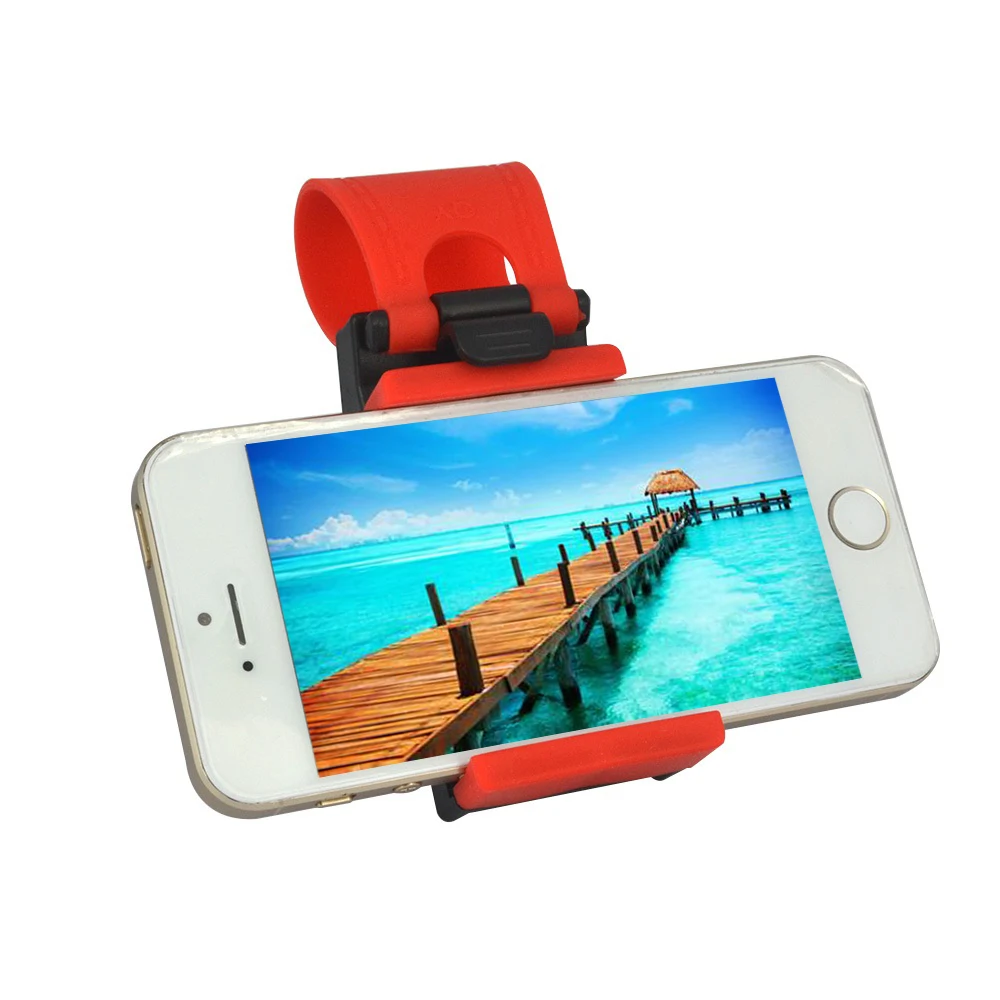 Автомобильный держатель для телефона автомобильный на руль красный iPhone Samsung