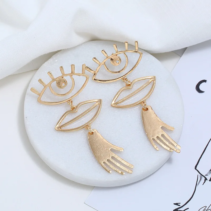 Преувеличенная индивидуальность глаз Рот подвеска в форме руки серьги смешная