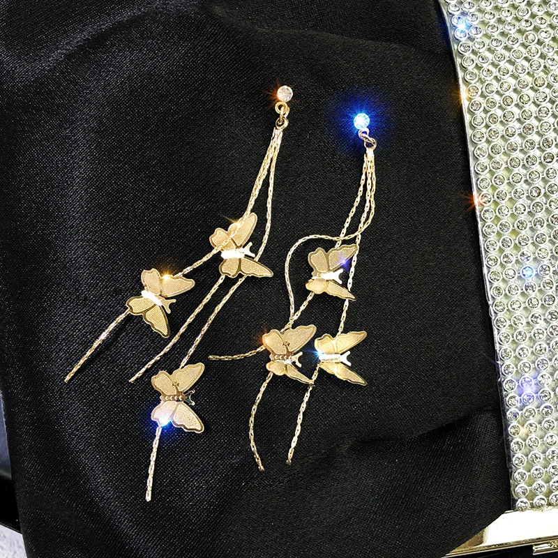 Женские серьги бабочки Sen длинные с кисточками|Серьги-гвоздики| |