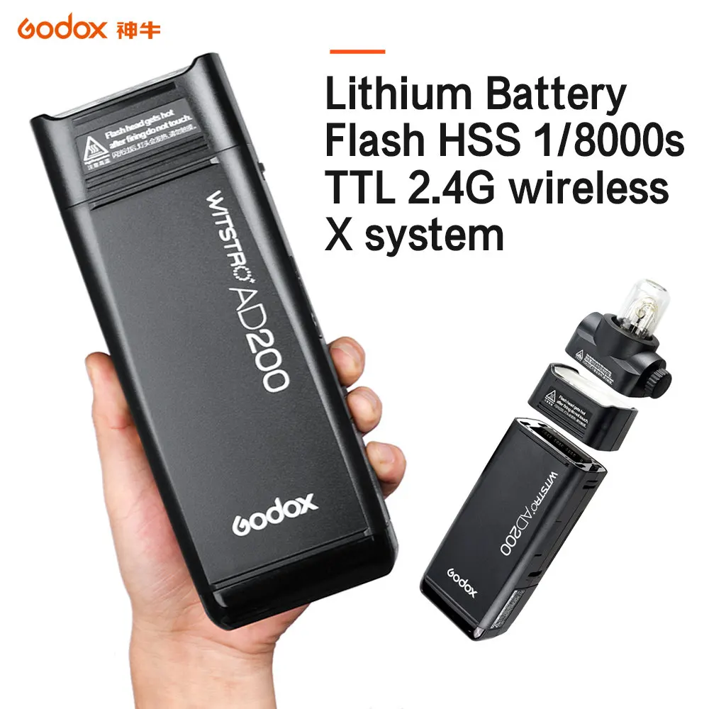 GODOX AD200 ttl 2,4G HSS 1/8000s карманная Вспышка Speedite светильник с двойной головкой 200Ws с X1T передатчиком Литиевая Батарея Вспышка светильник - Цвет: AD200