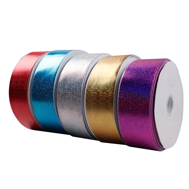 Лазерная Grosgrain лента ширина 75 мм одноцветная Золотая сделай сам бант для волос