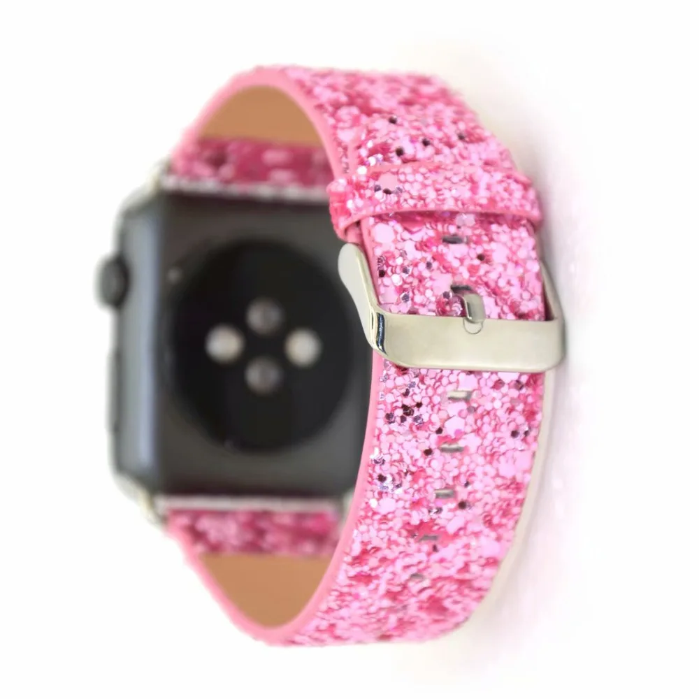 Для Apple Watch, версии Series4/3/2/1 сияющая кожа; ремешок с пряжкой, размеры 38 мм/42 мм/40 мм/44 мм Для женщин браслет