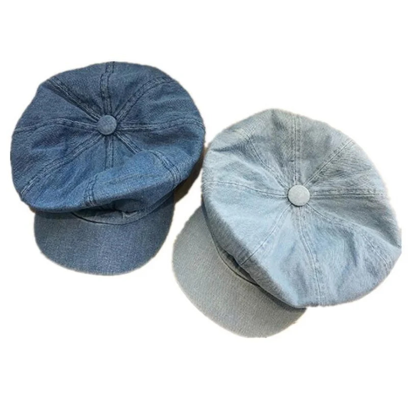 Новинка 2019 женские модные джинсовые хлопковые кепки газетчика мужские винтажные